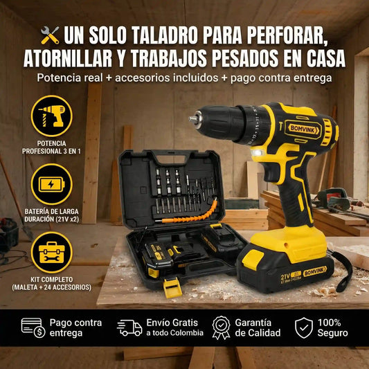 Taladro Percutor 21V + Accesorios